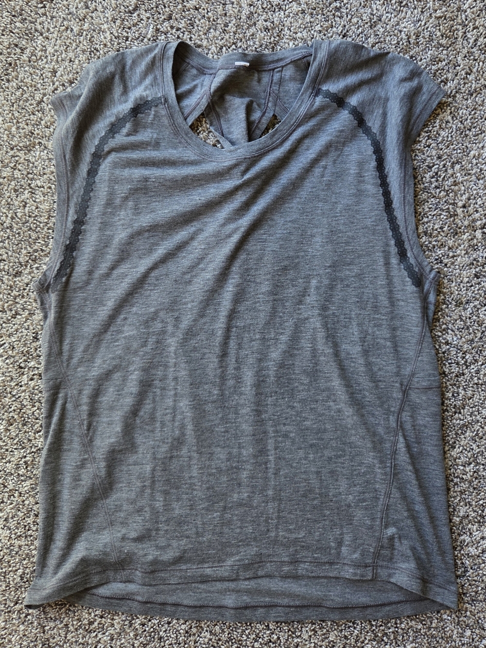 lululemon athletica Gray Sleeveless Tank with Lace Trim